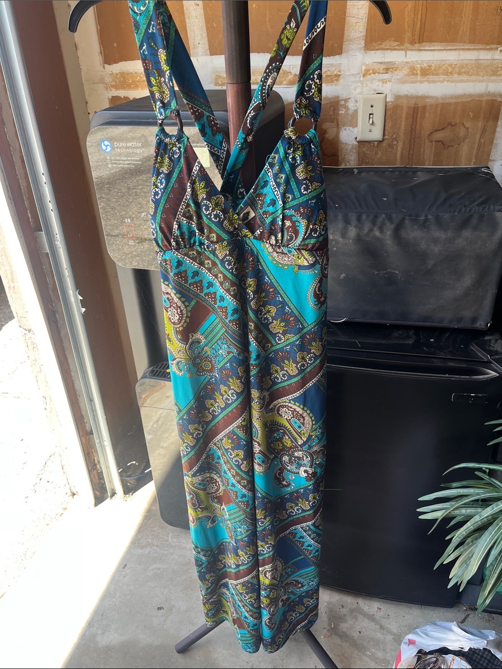 HeartSoul Teal Paisley Halter Maxi Dress
